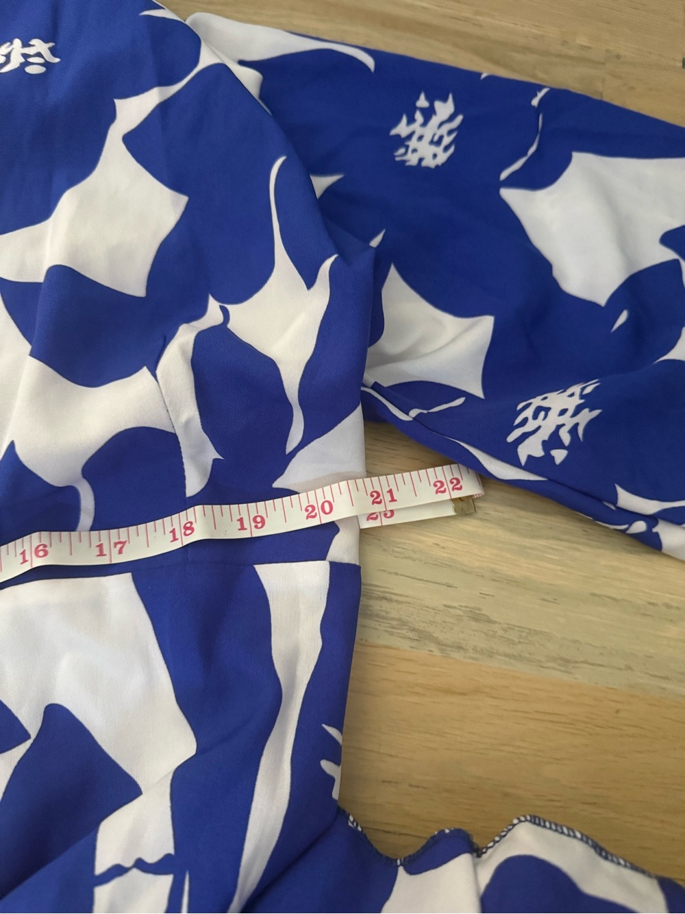 SHEIN White and Blue Floral Long Sleeve Dress | M - Picture 3 of 3